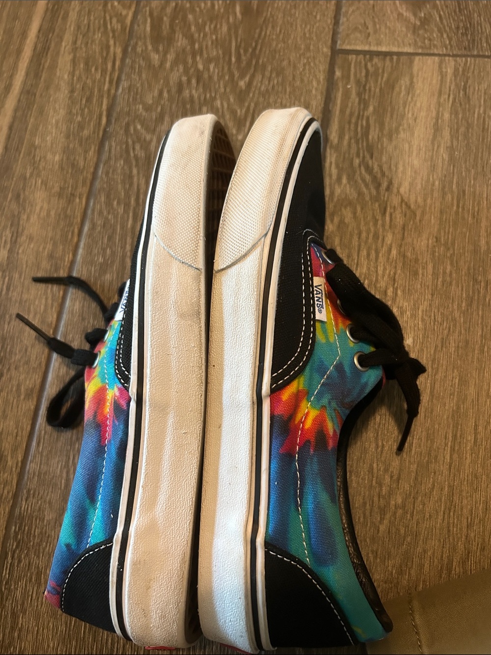 Vans Black Canvas Sneakers with Rainbow Tie-Dye Panels - Picture 7 of 11